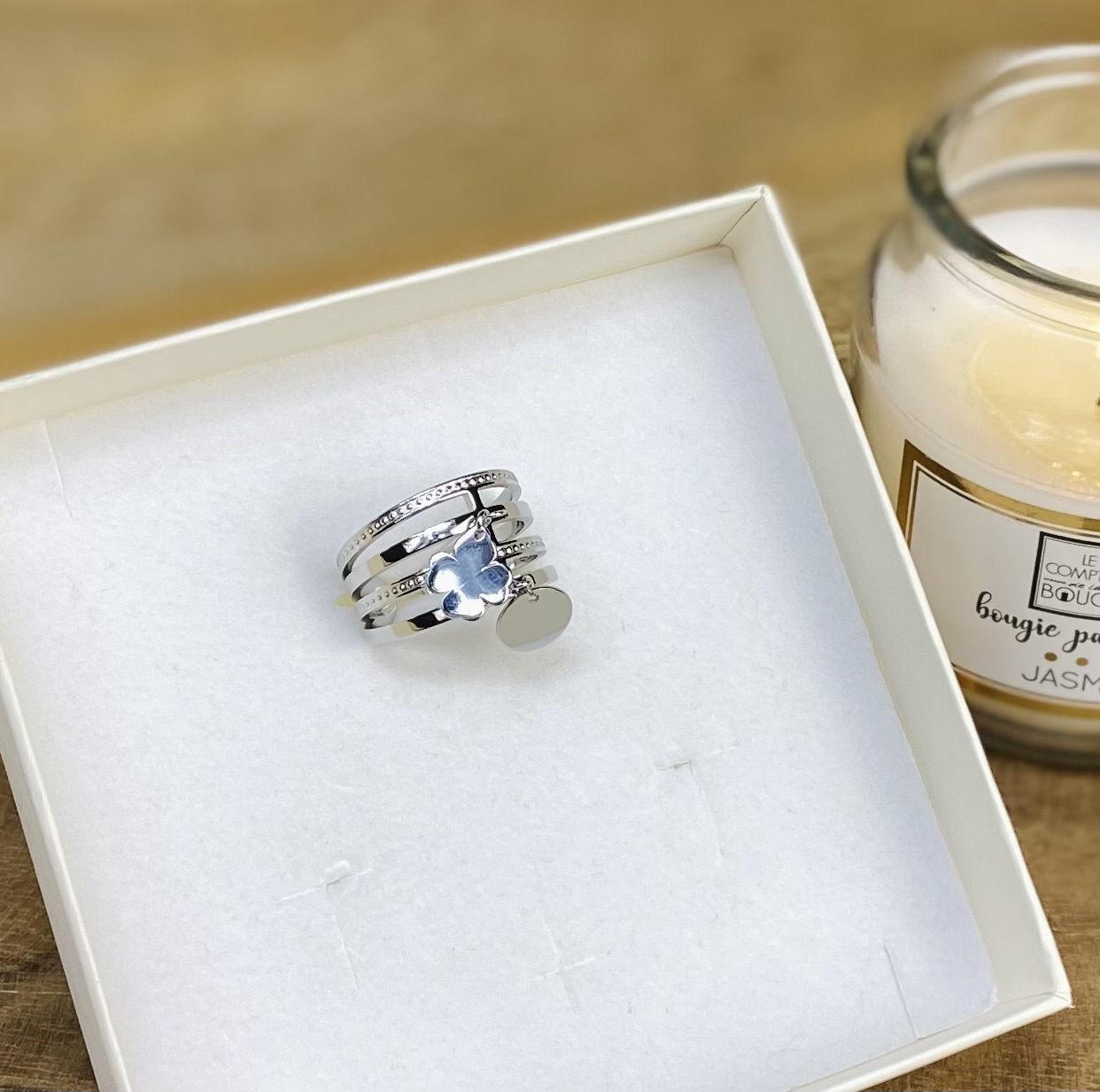 Multi anneaux, charms - Bague en acier inoxydable